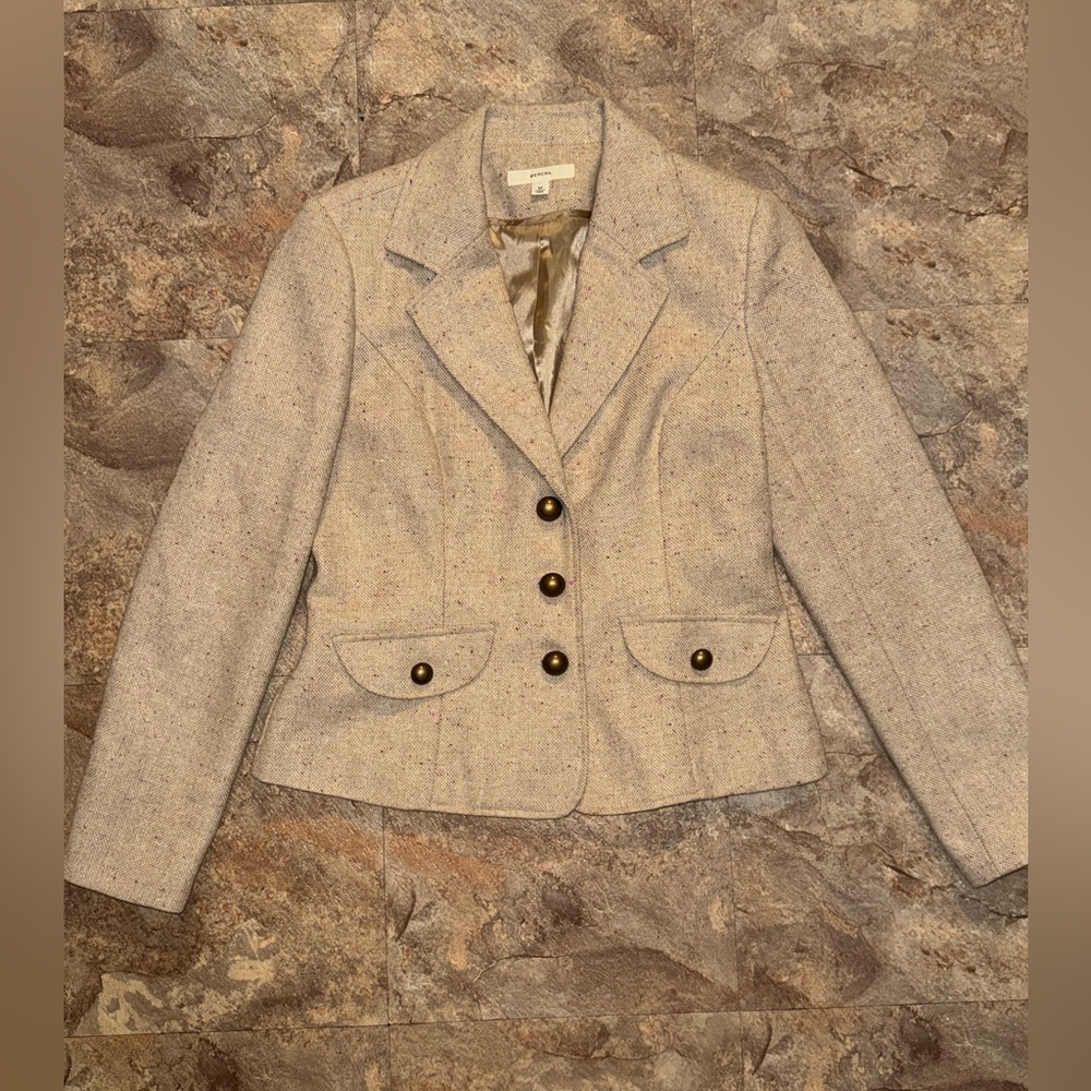 Merona Wool Blend Women Beige Blazer